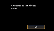 Skærmbillede ved fuldførelse (Der er oprettet forbindelse til den trådløse router.)